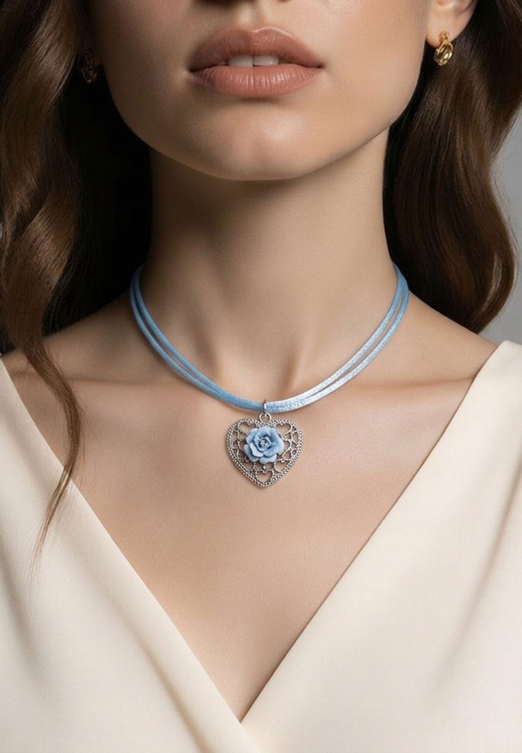 Trachtencollier Rosenherz himmel