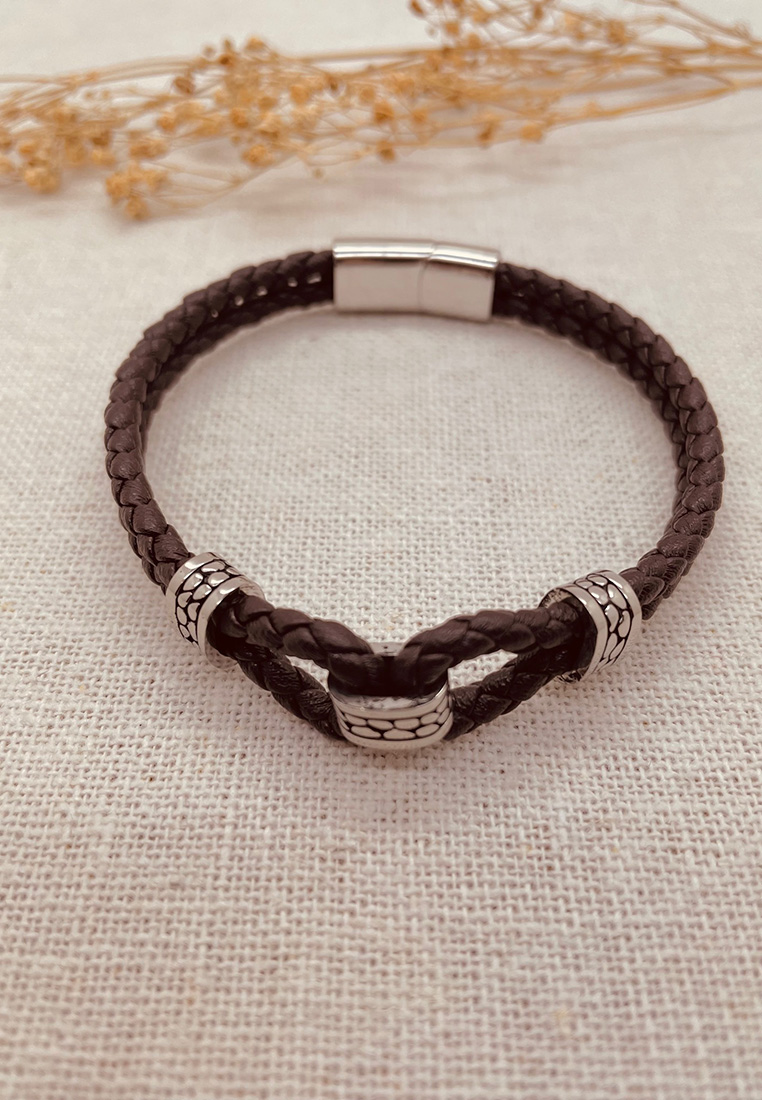 Herren Armband Leder doppelreihig