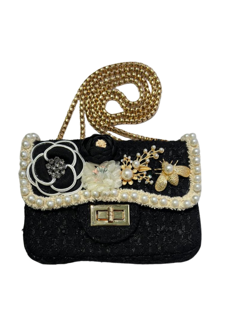 Tweed Trachtentasche Glamour schwarz Goldtraum