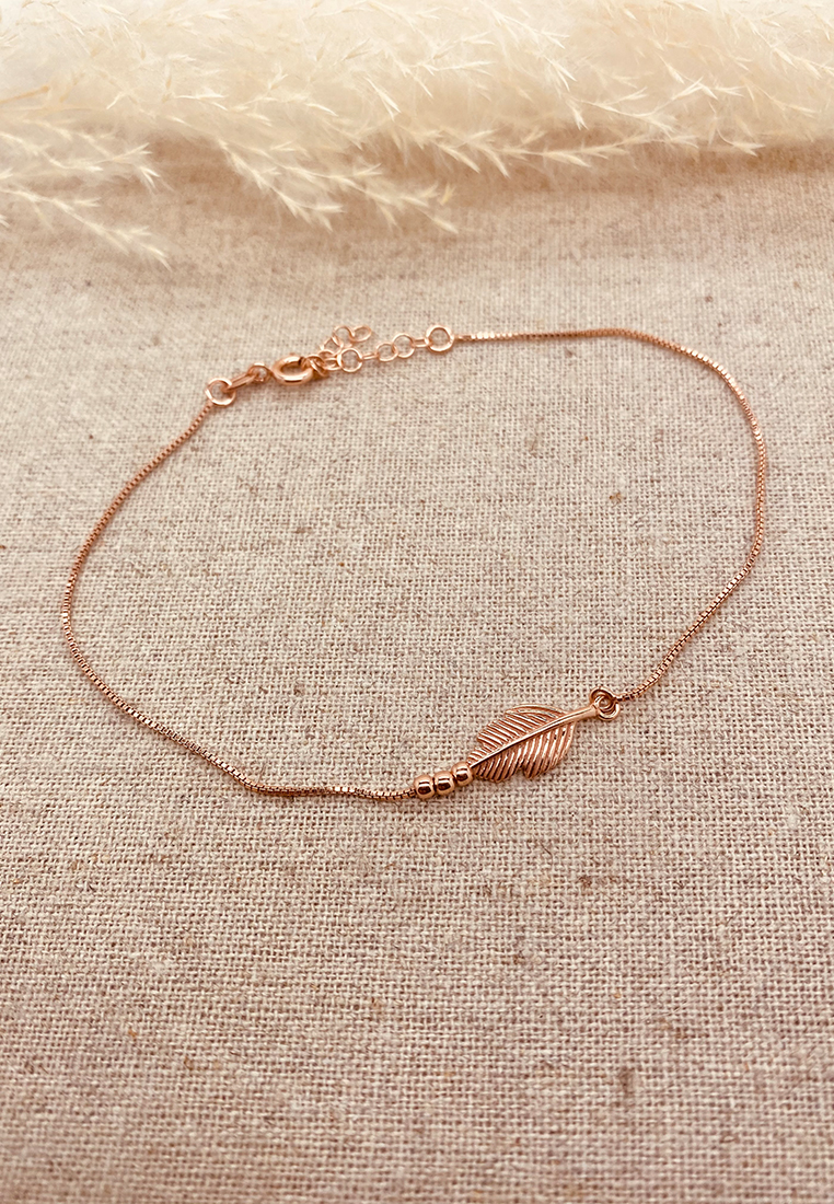 Fusskettchen Feder Rosegold
