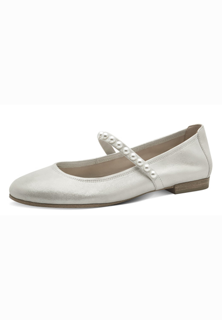 Hochzeitsballerina Tamaris silber mit Perlen