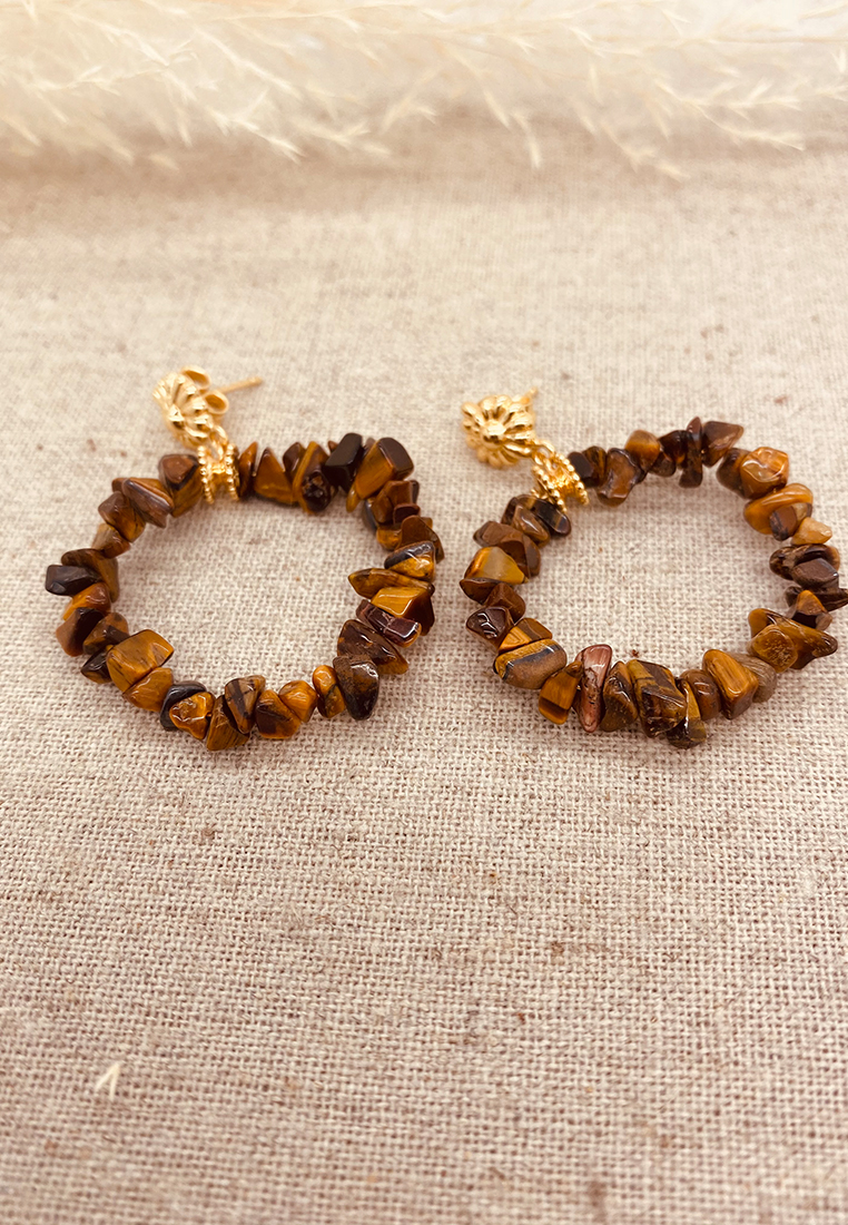 Ohrring Amina Gold mit Tigerauge