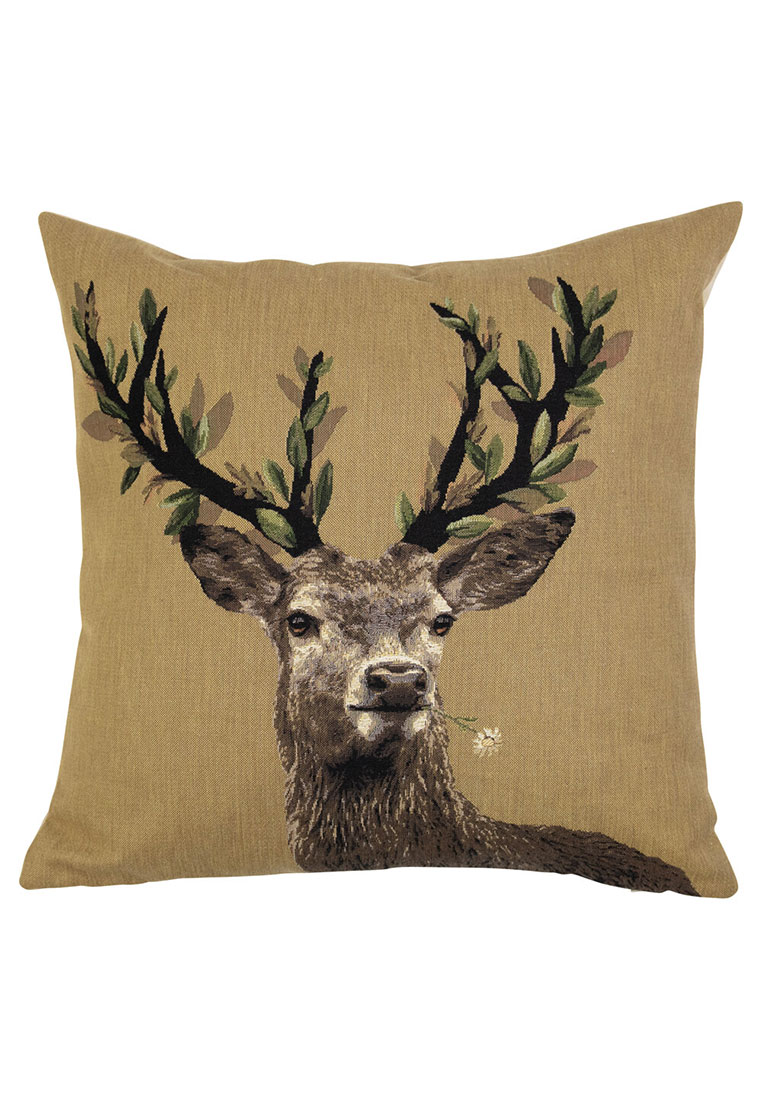 Gobelin Kissen Hirsch mit Blume Gobelin Kissen Hirsch mit Blume