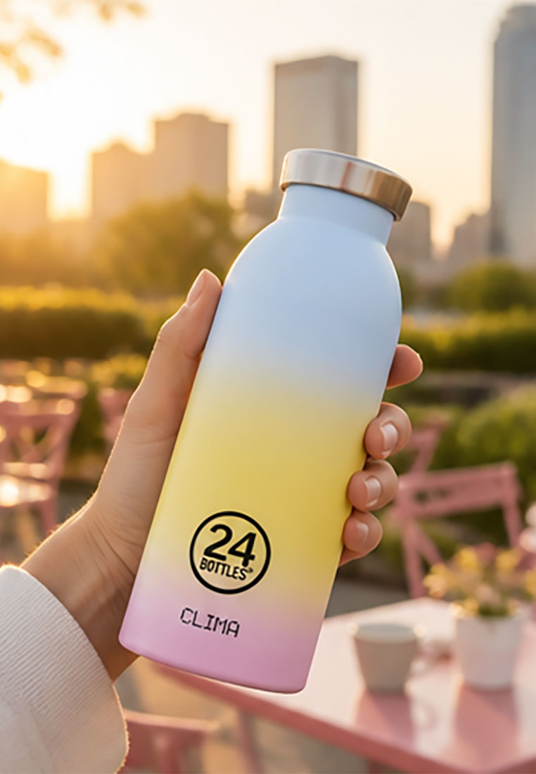 24Bottles Thermosflasche Clima 500ml, Aurora gelb mit rosa und blau
