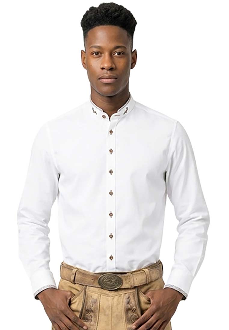 Trachtenhemd Pius Slim Fit weiss braun