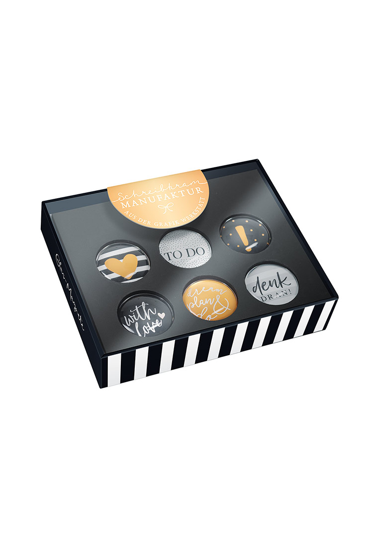 Glas-Magnet-Set schwarz gold