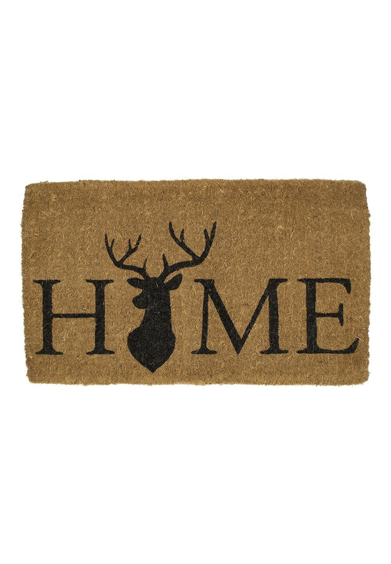 Mars&More Türmatte Hirsch Home in Braun, mit schwarzem Hirschkopf und Schriftzug HOME, von vorne gesehen.