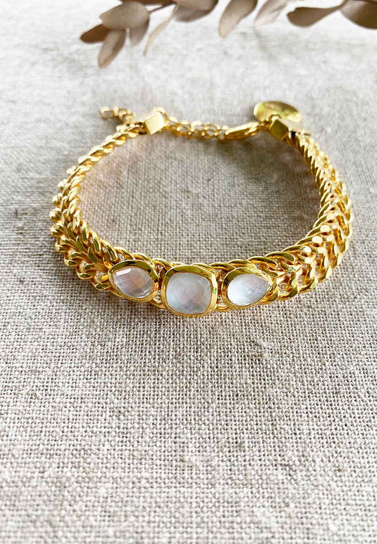 Armband Iris gold mit Edelsteinen milchig crystal