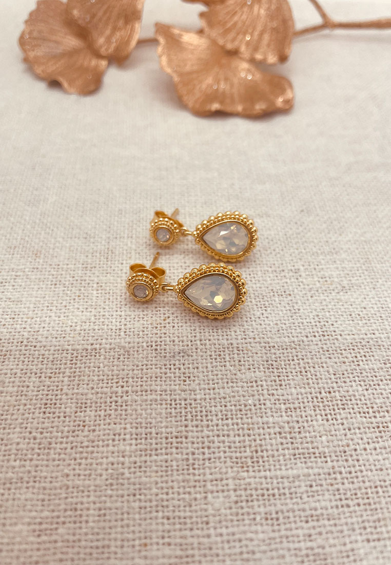 Ohrstecker Amber gold mit Swarovski opal