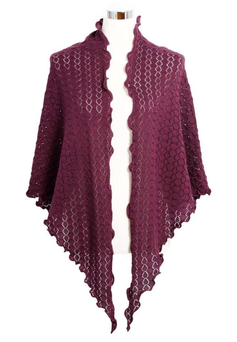 Trapezstola Ajour Strick bordeaux