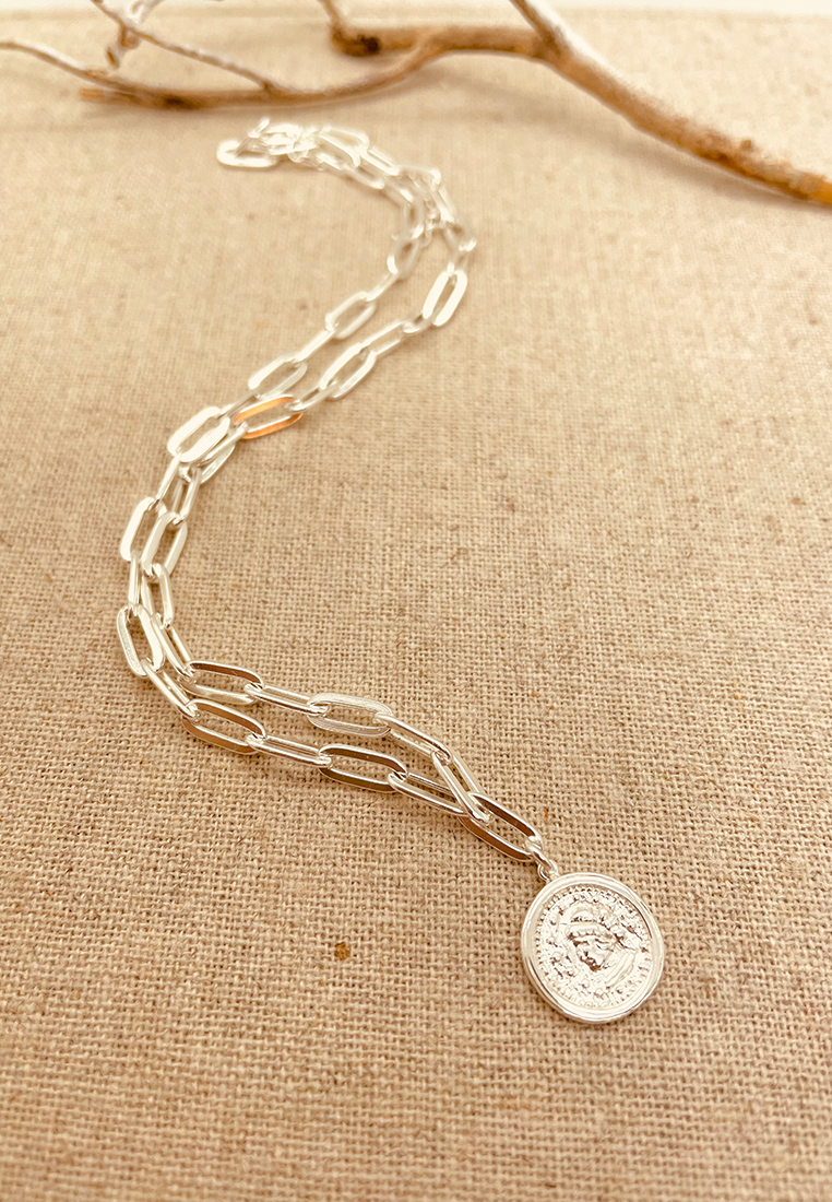 Anker Silberkette mit Münz Plaquette Anker Silberkette mit Münz Plaquette