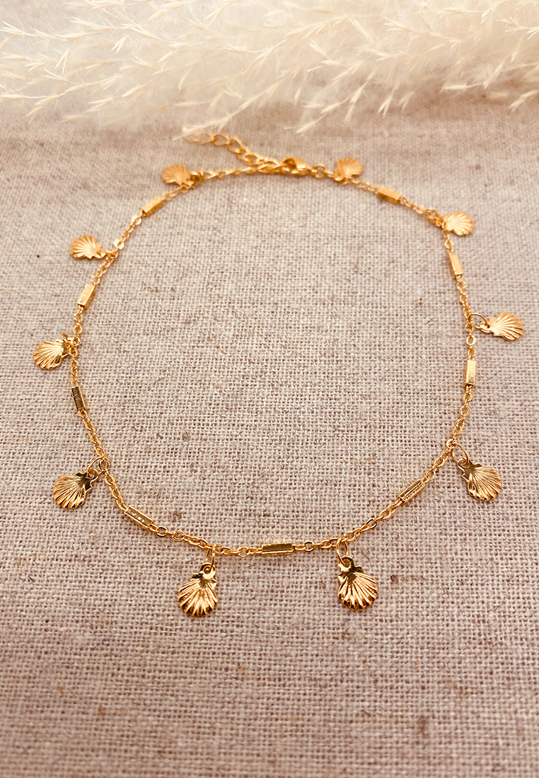 Bairo Muschel Fusskette Gold