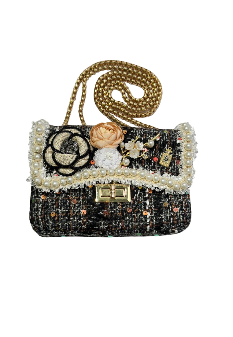Tweed Trachtentasche Glamour schwarz bunt