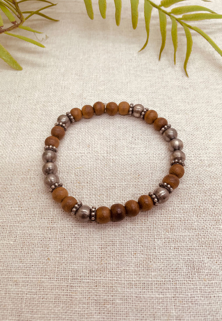 Herrenarmband Rosenholz mit Silberelementen Herrenarmband Rosenholz mit Silberelementen