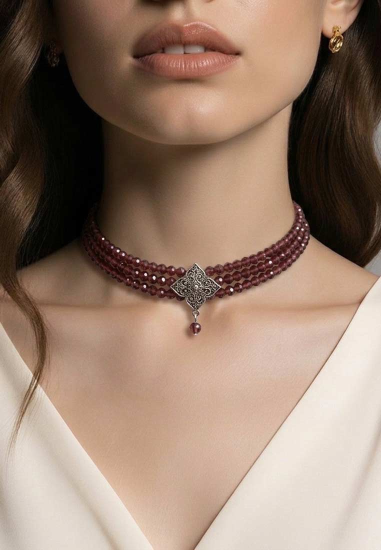 Perlen Kropfkette Louisa bordeaux