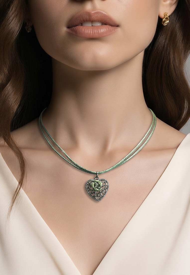 Trachtencollier Rosenherz farn