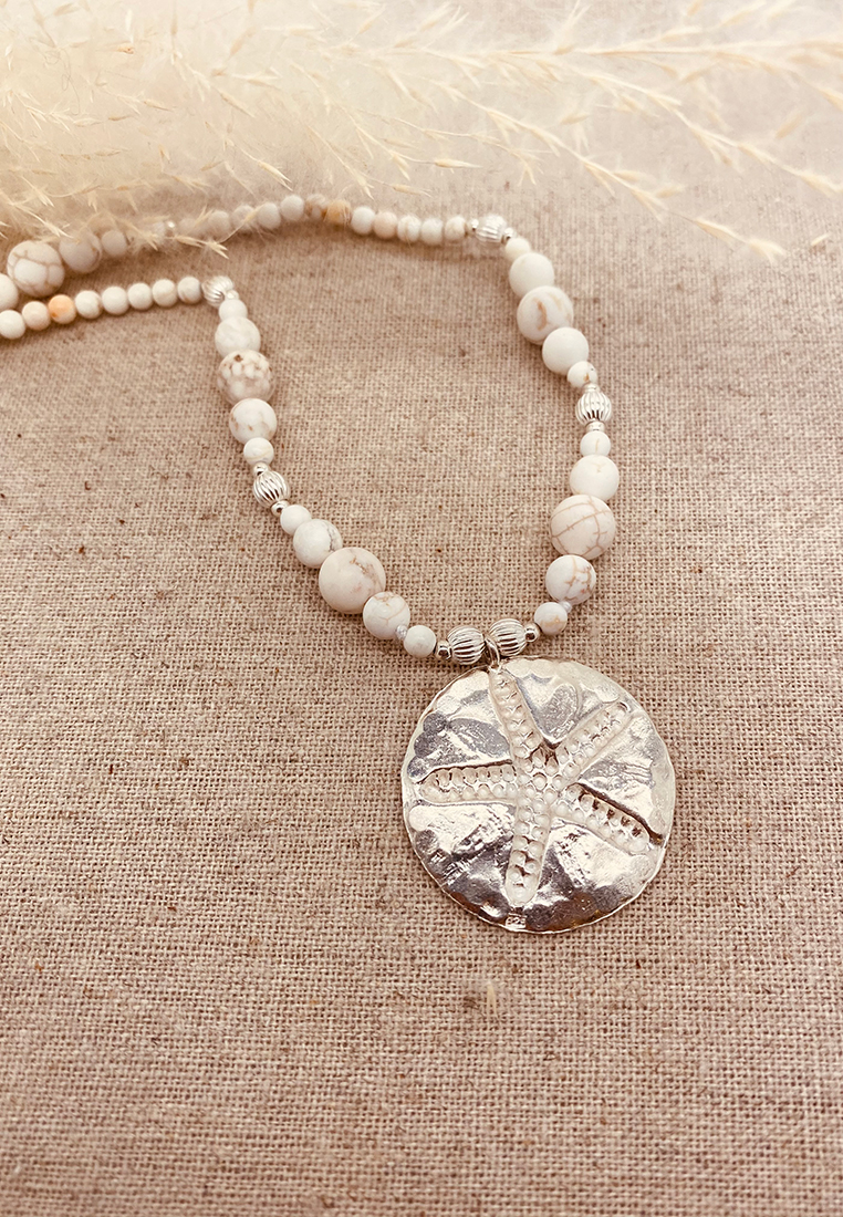 Halskette Dendritenjaspis mit Amulett Silber 90cm