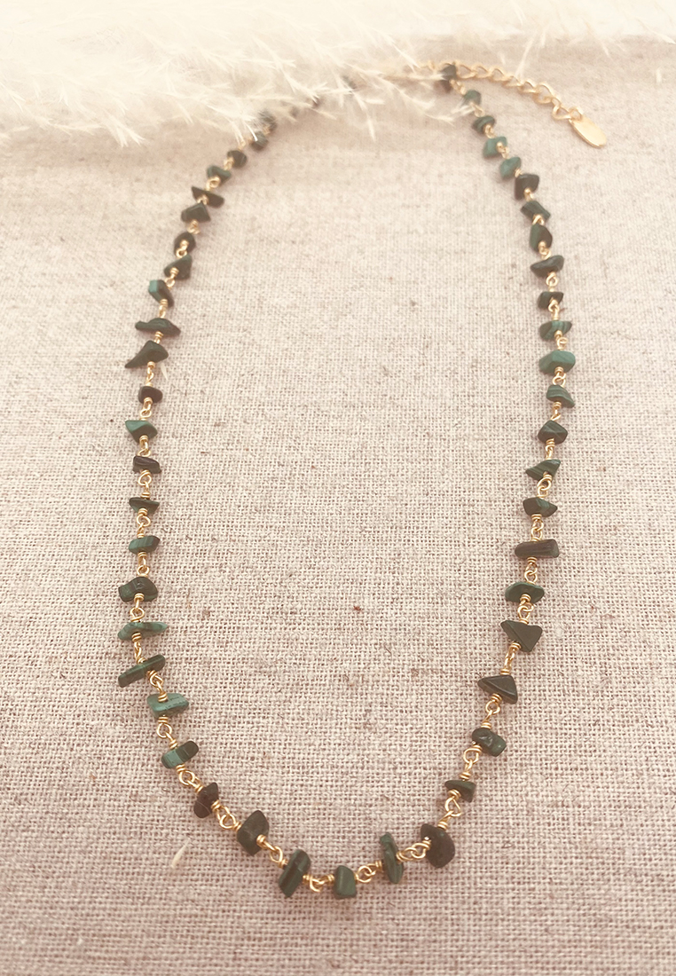 Steinkette Malachite Gold