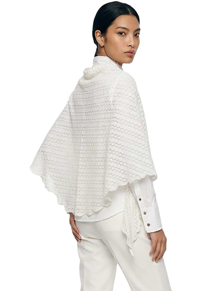 Trapezstola Ajour Strick creme