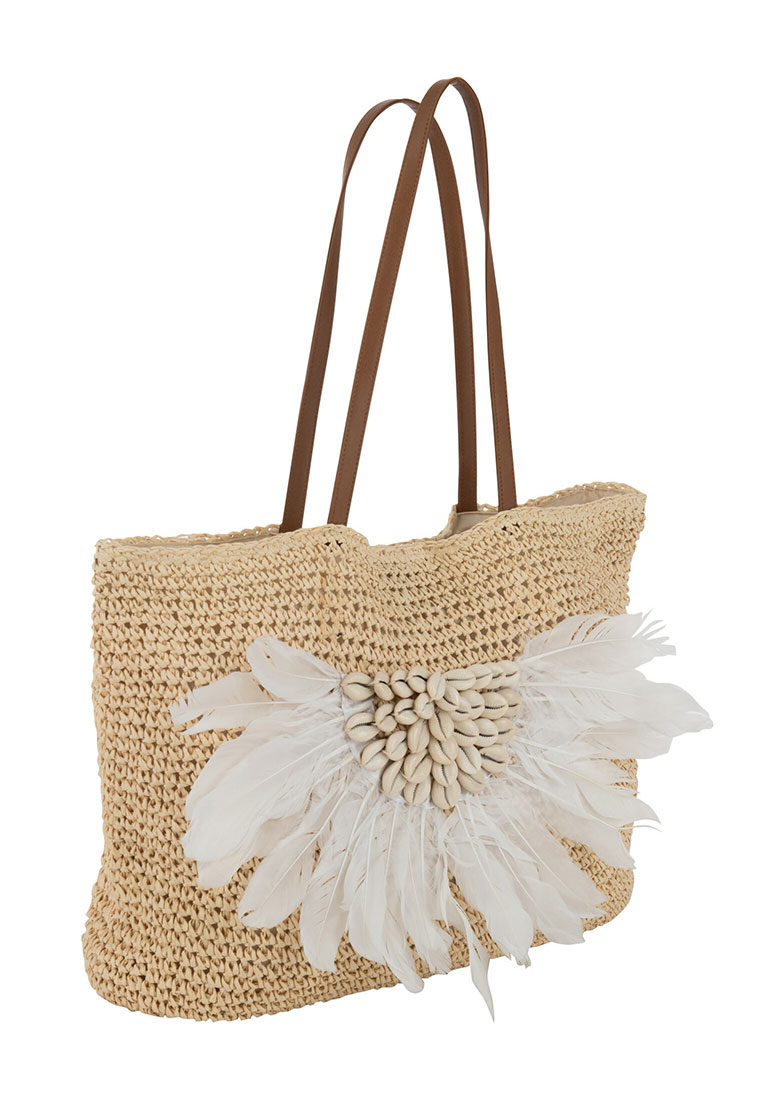 Strandtasche Muscheln/Feder 