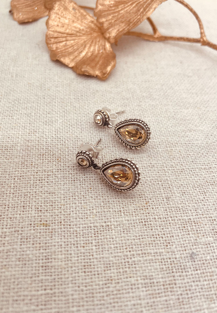 Ohrstecker Amber silber golden shadow