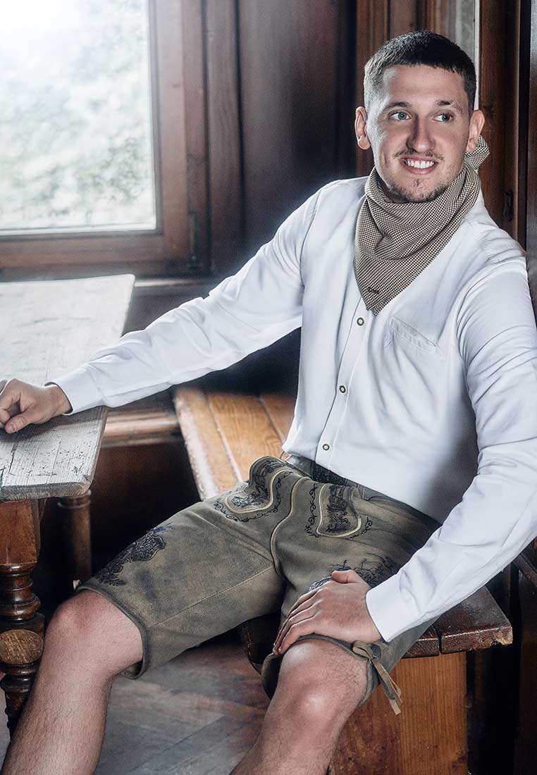 Lederhose Lebenslang mit Gürtel braun - Tream
