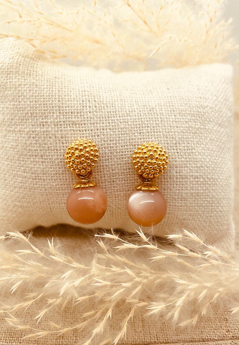 Brisur_Gold Ohrstecker Brisur mit Mondstein Zimt in Gold