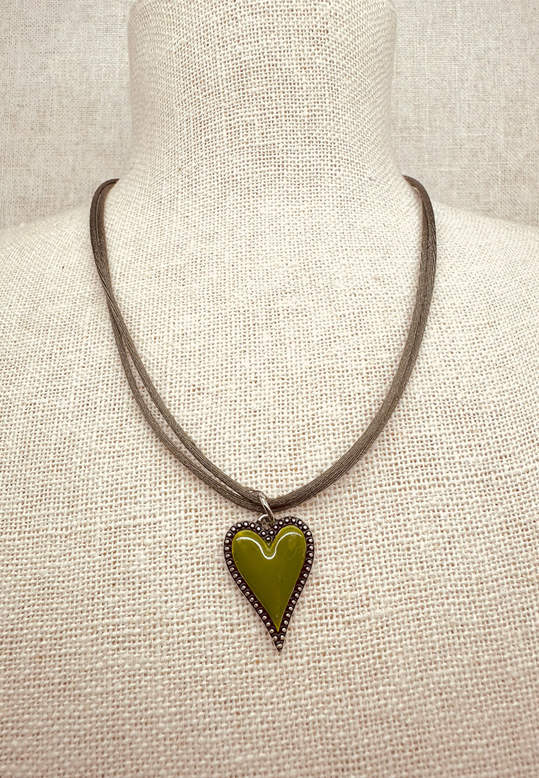 Trachtencollier Herz mit Seidenkordel loden