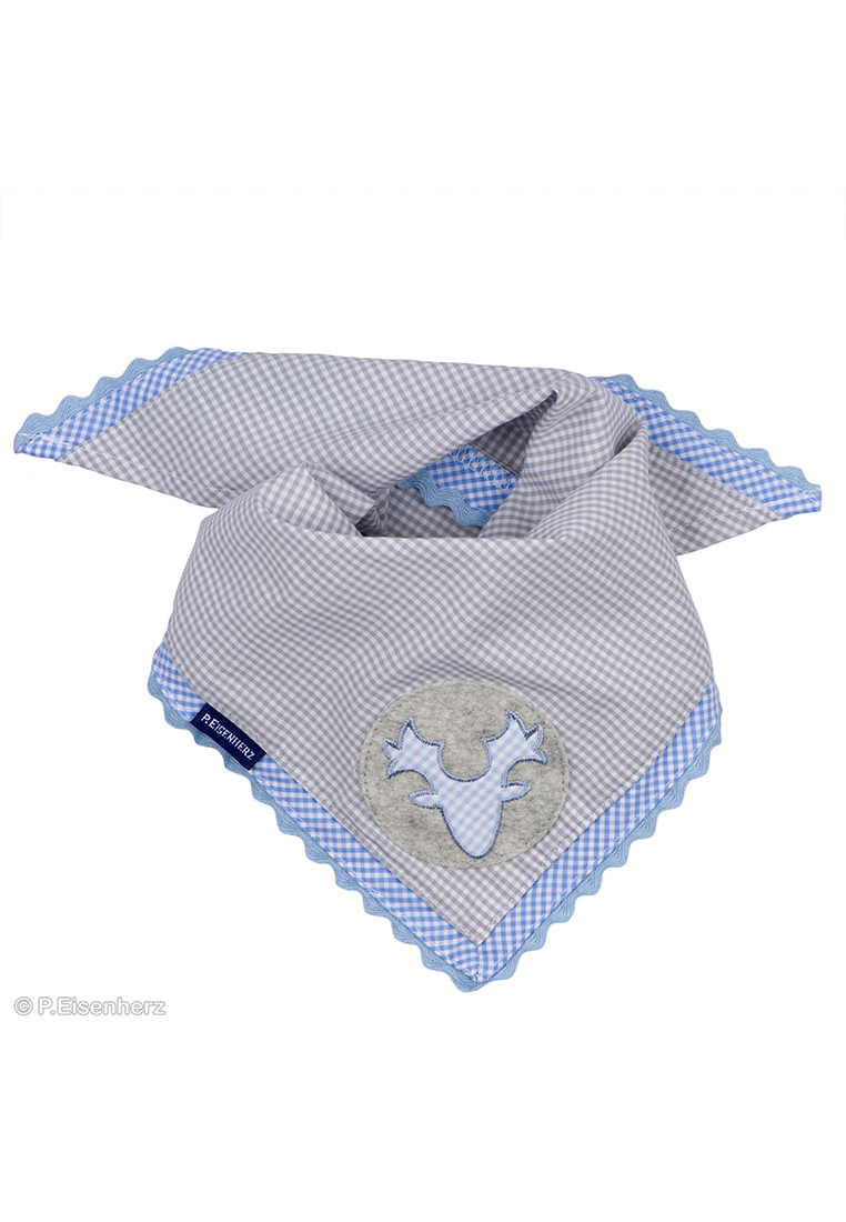 Dreieckstuch mit Zickzackkante "Geweih" hellblau