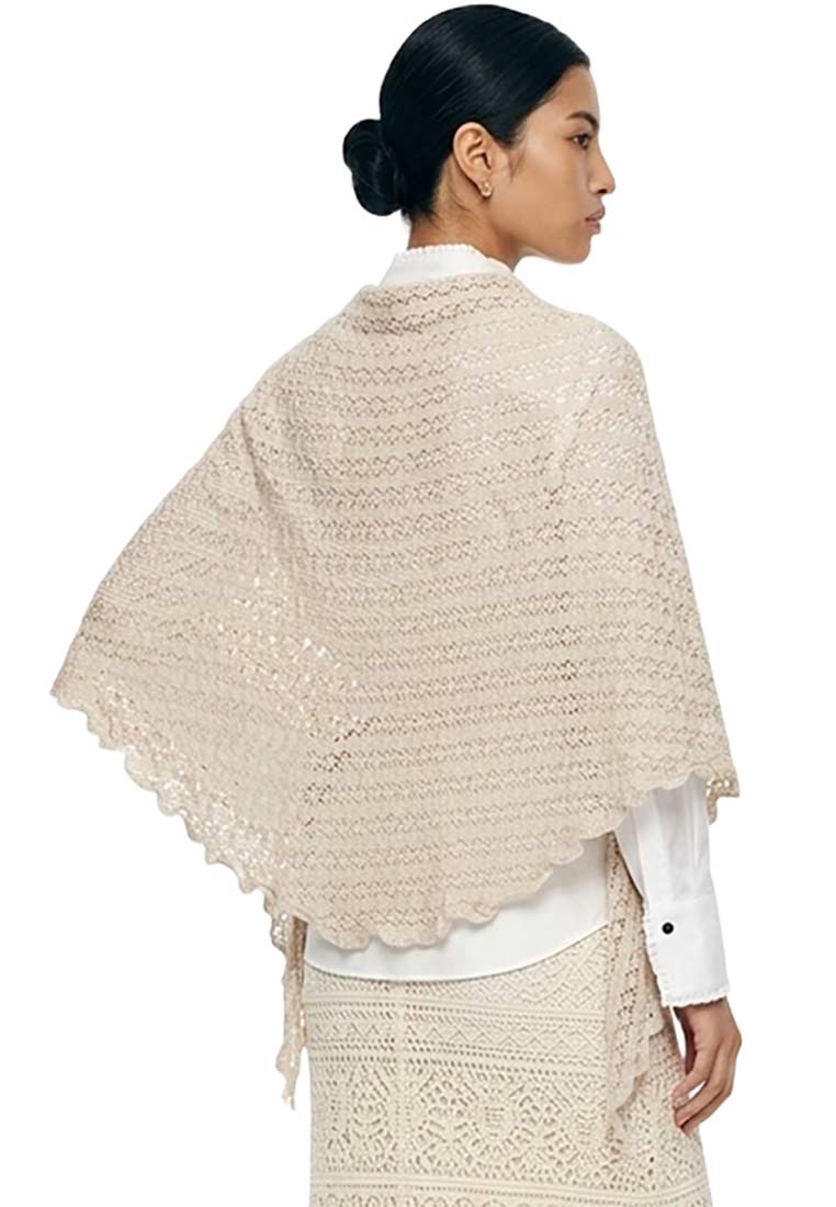 Trapezstola Ajour Strick beige