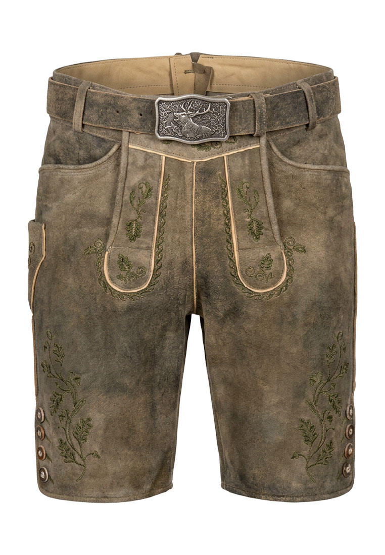 Lederhose Bruno anthrazit oliv