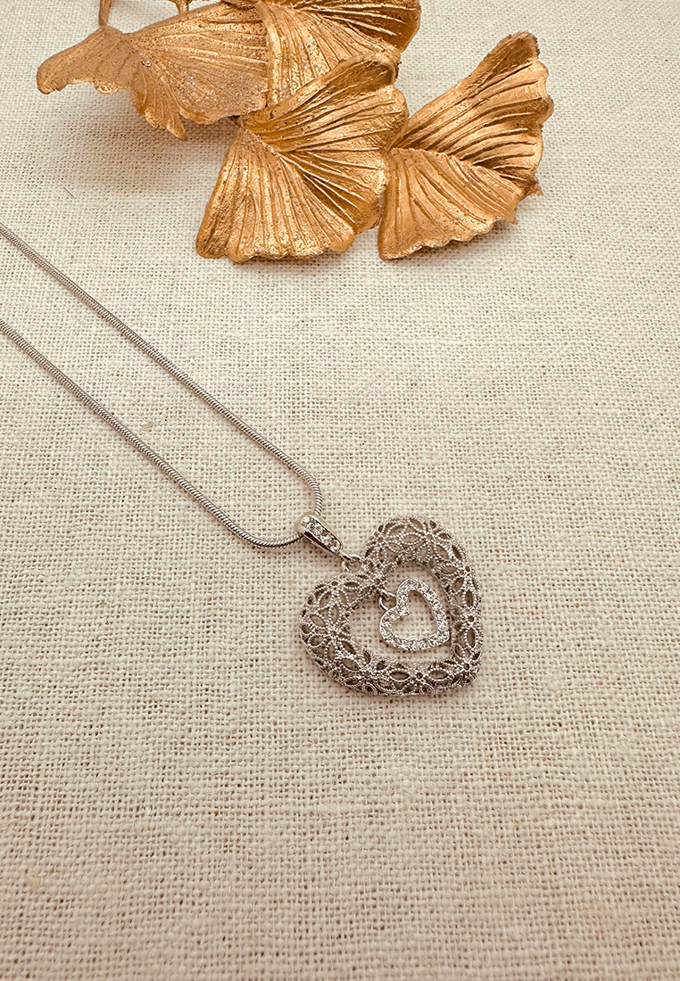 Trachtencollier Herz in Herz silber