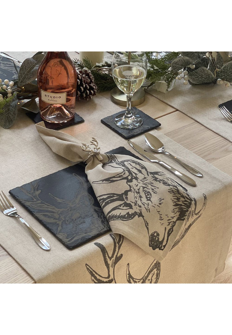 4er Set Leinen Servietten Hirsch 4er Set Leinen Servietten Hirsch