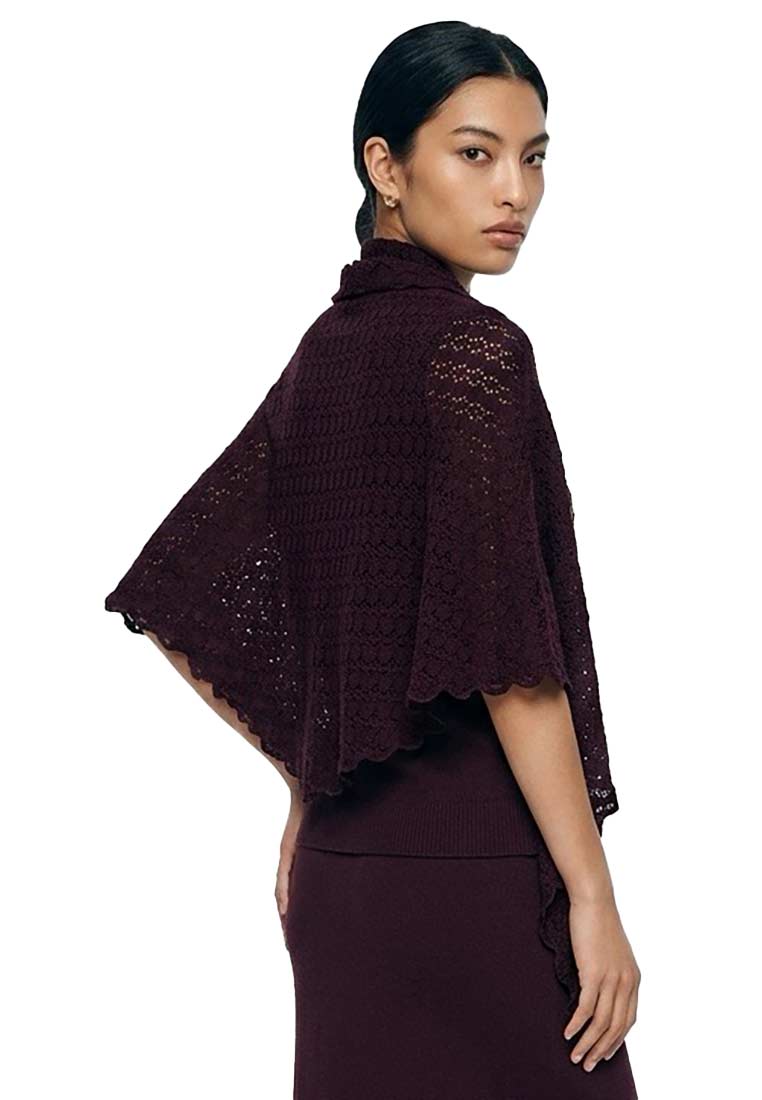Trapezstola Ajour Strick bordeaux