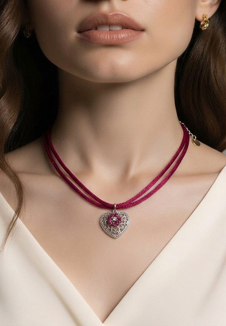 Trachtencollier Rosenherz fuchsia