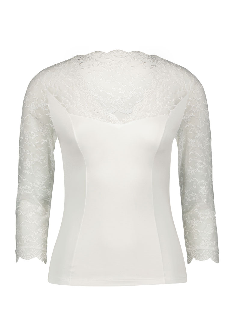 Spitzenshirt 3/4 Arm weiss