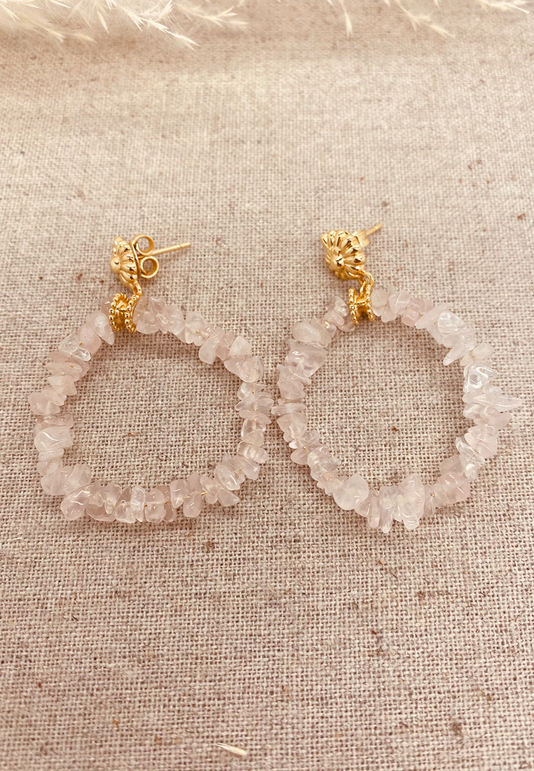 Ohrring Amina Gold mit Rosenquarz Ohrring Amina Gold mit Rosenquarz