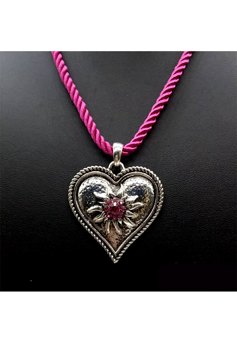 Trachtenkette mit Kordel und Herz pink