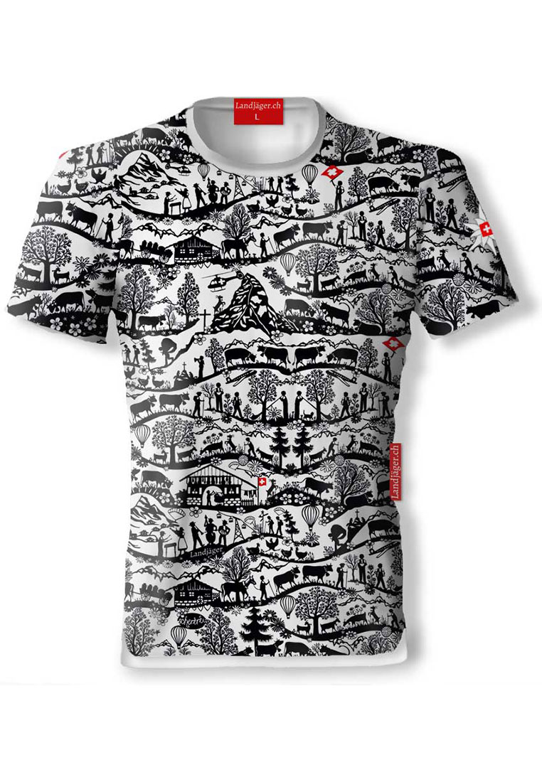 Scherenschnitt T-Shirt Weiss Heimat Allover 