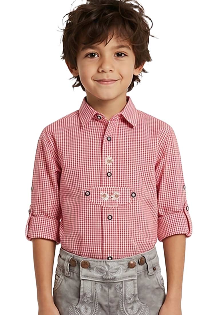 Kinderhemd Edelweiss karo rot