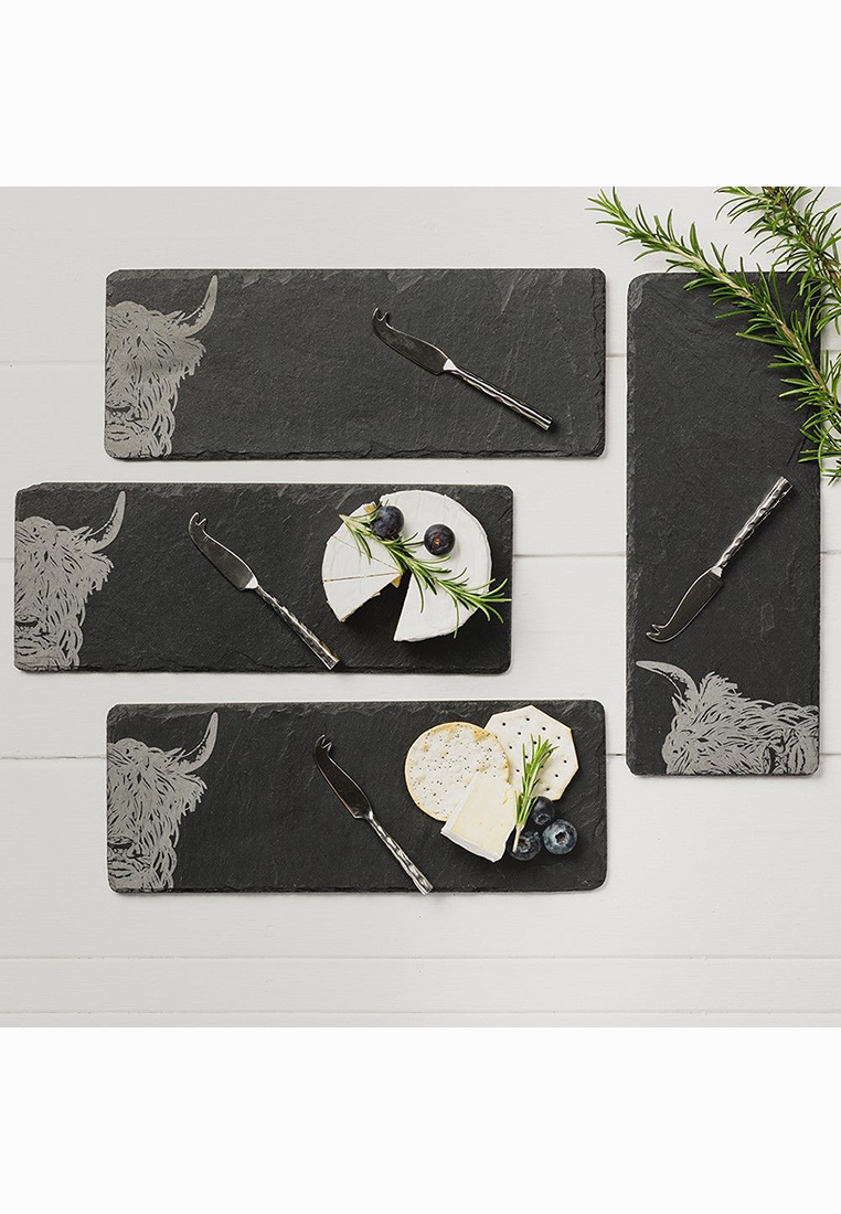 4er Set mini Hochland Käsebrettli mit Messer  4er Set mini Hochland Käsebrettli mit Messer