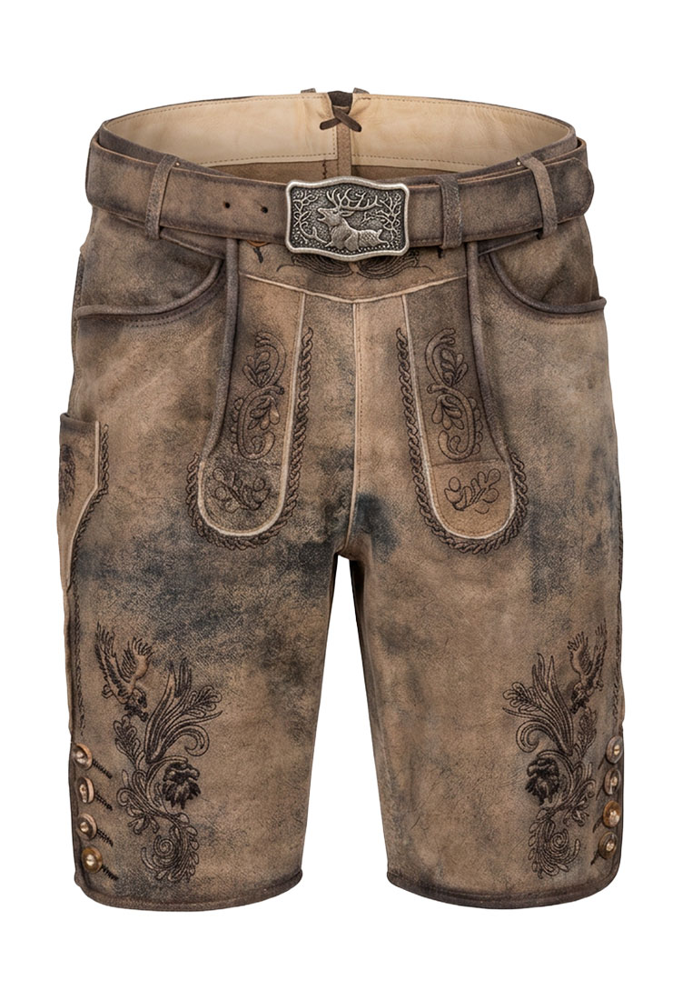 Lederhose Nil beige grau