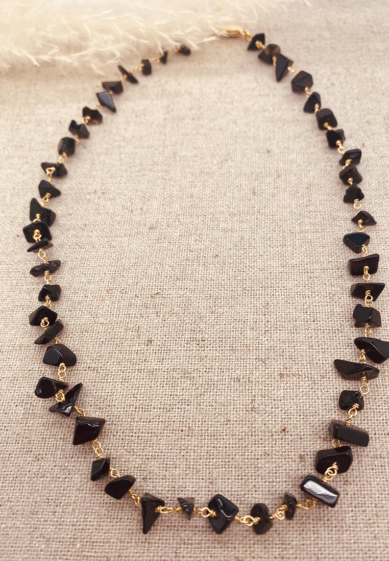 Steinkette Black Onyx Gold