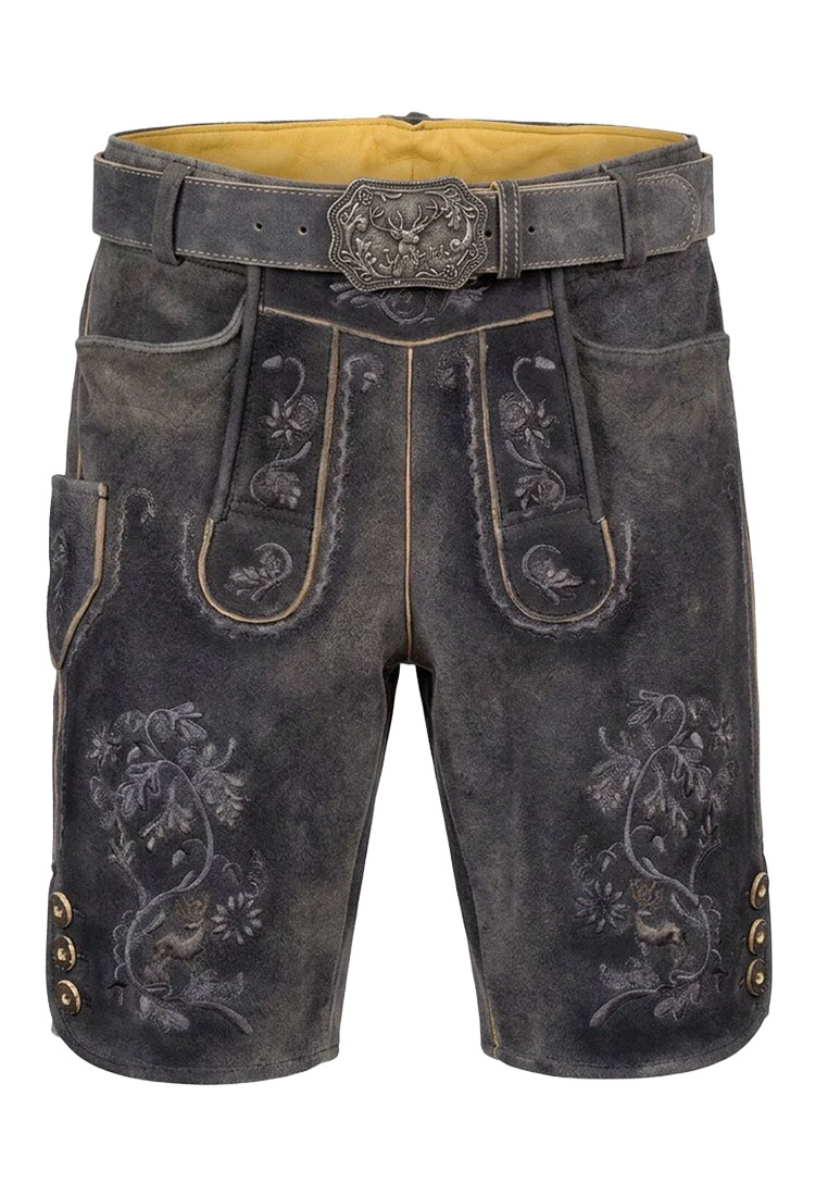 Lederhose Fleesensee grau