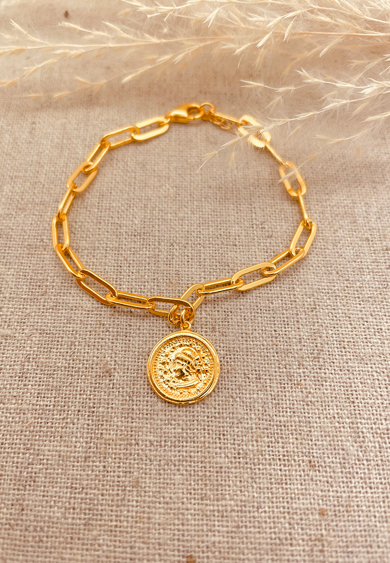 Anker Goldarmkette mit Münz Plaquette Anker Goldarmkette mit Münz Plaquette