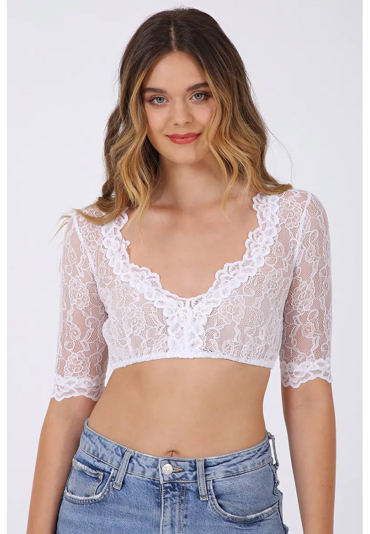 Dirndlbluse Cassy weiss mittellang