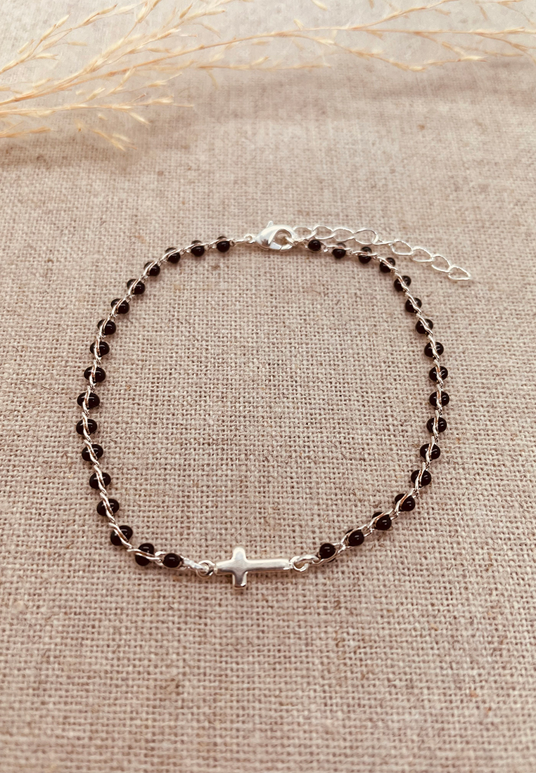 Armband Kreuz Silber schwarz Armband Kreuz Silber schwarz