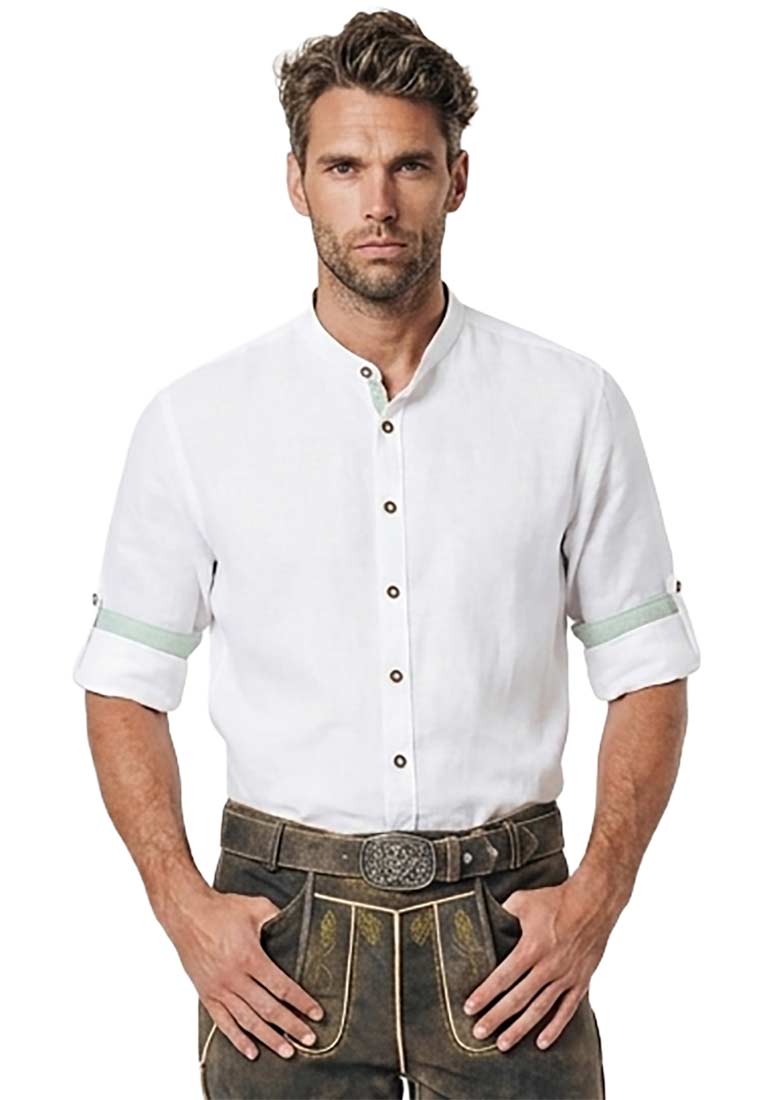 PURE Trachtenhemd Slim-Fit weiss-grün