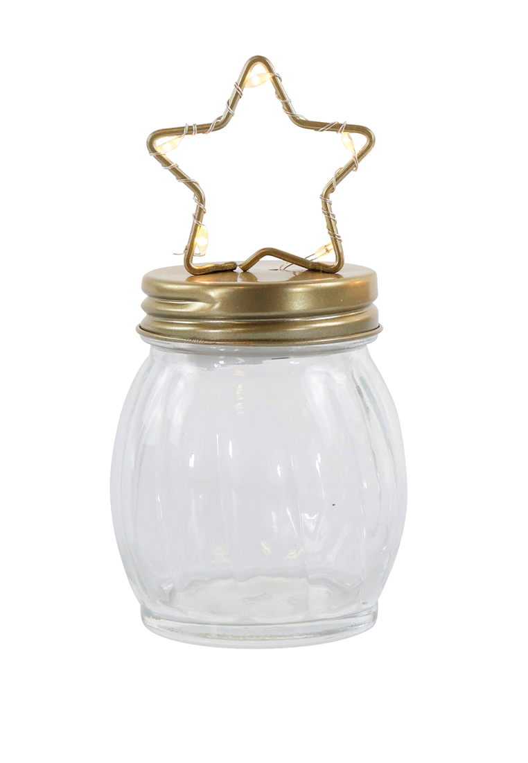 LED-Glasdose Stern klein gold