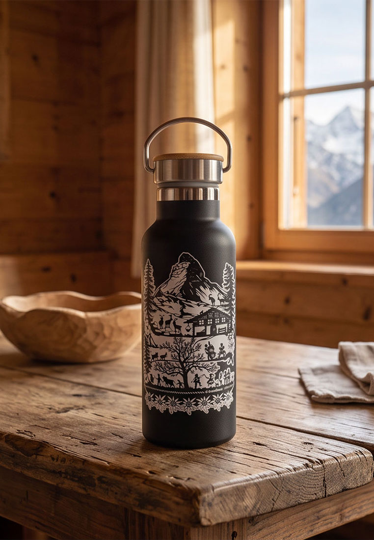 Trinkflasche SWISS TRADITION schwarz 500 ml
